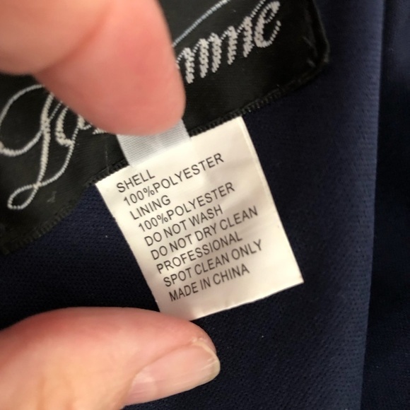 La Femme Off Shoulder Navy Blue Formal Gown - Picture 6 of 14